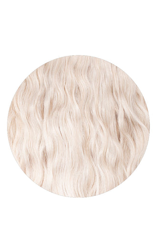 Wavy White Platinum hair extension example on a white background