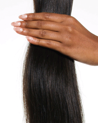 Natural Black highlights of animation of hair strand and hand flowing through the hair 