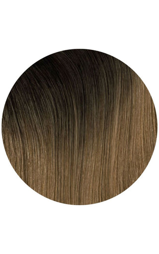 Brazilian Balayage highlights of swatch of hair strand example on a white background