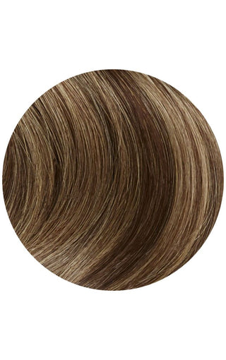 Caramel with Highlights swatch of hair strand example on a white background