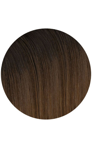 Chocolate Dip Color Melt with Highlights swatch of hair extension example on a white background