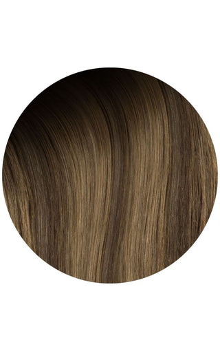 HazInut Balayage highlights  hair extensions example on a white background
