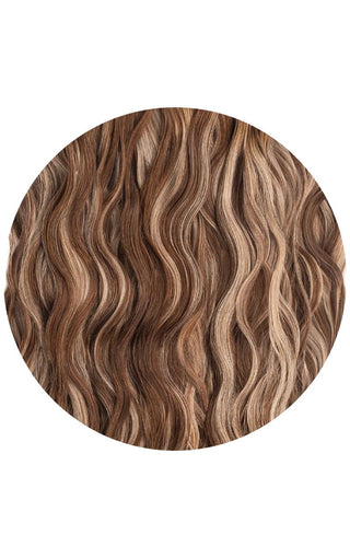 Beach Wave Clip-in Sample Weft Rooted Caramelt Highlight 3/12